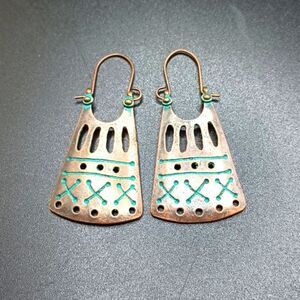 BRONZE copper turquoise tribal earrings